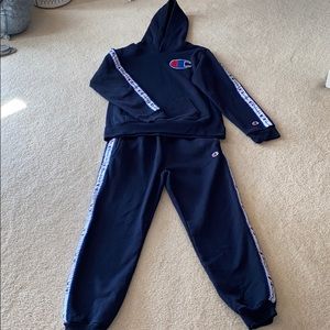 Boys navy matching Champion sweat suit.
